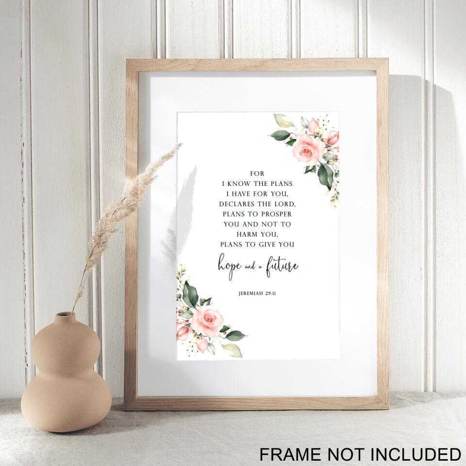 For I Know The Plans - Jeremiah 29:11 - Christian Wall Art Prints - Bible Verse Wall Art - Best Prints For Home - Ciaocustom