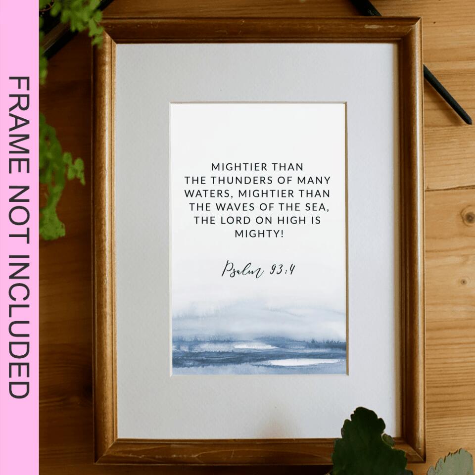 Mightier Than The Thunders Of many Waters - Christian Wall Art Prints - Bible Verse Wall Art - Best Prints For Home - Gift For Christian - Ciaocustom