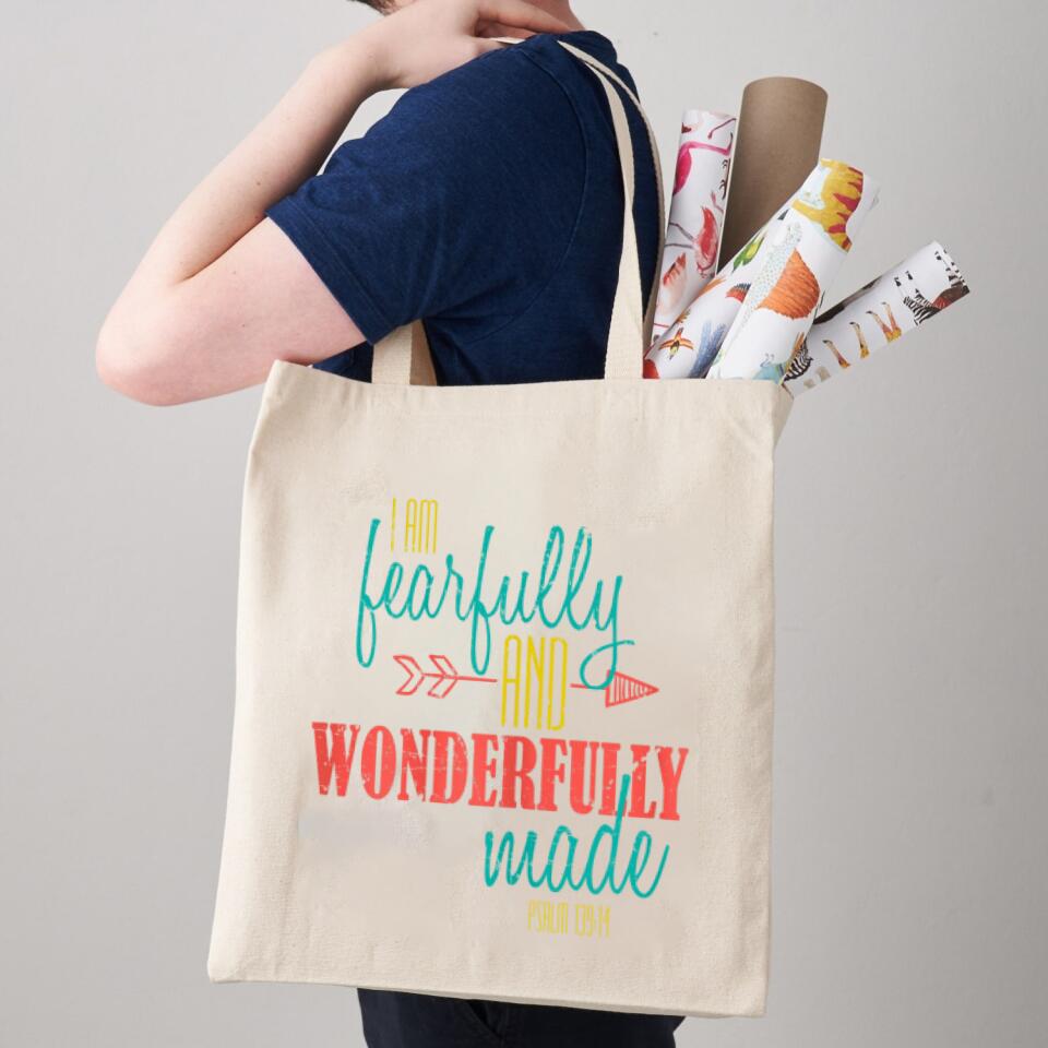 I Am Fearfully And Wonderfully Made Canvas Tote Bags - Christian Tote Bags - Religious Tote Bags - Gift For Christian - Ciaocustom