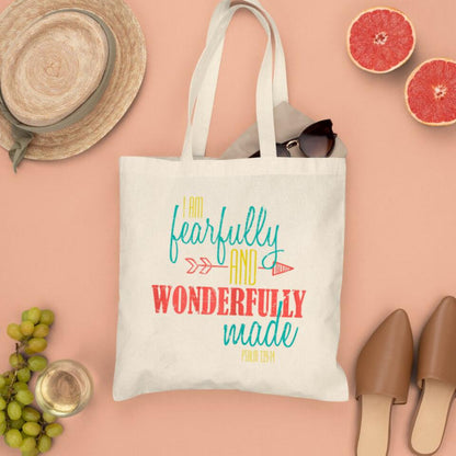 I Am Fearfully And Wonderfully Made Canvas Tote Bags - Christian Tote Bags - Religious Tote Bags - Gift For Christian - Ciaocustom