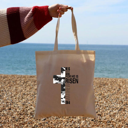 He Is Risen Canvas Tote Bags - Christian Tote Bags - Printed Canvas Tote Bags - Cute Tote Bags - Religious Tote Bags - Gift For Christian - Ciaocustom