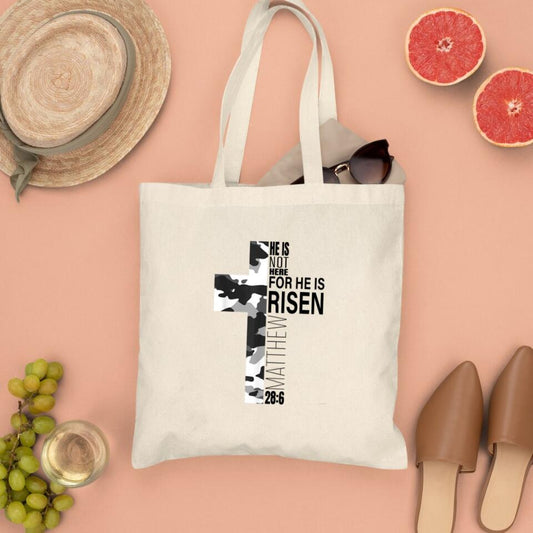 He Is Risen Canvas Tote Bags - Christian Tote Bags - Printed Canvas Tote Bags - Cute Tote Bags - Religious Tote Bags - Gift For Christian - Ciaocustom