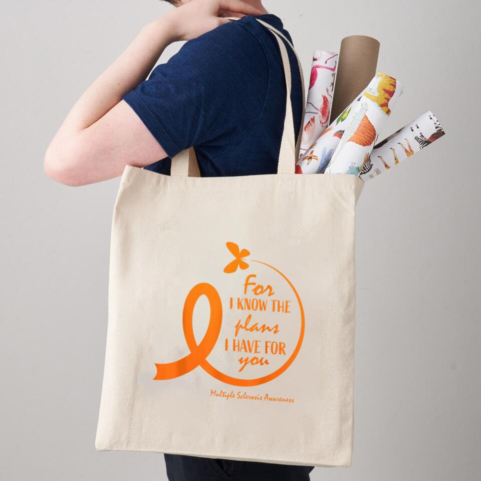 Cute Multiple Sclerosis Awareness Canvas Tote Bags - Christian Tote Bags - Printed Canvas Tote Bags - Religious Tote Bags - Gift For Christian - Ciaocustom