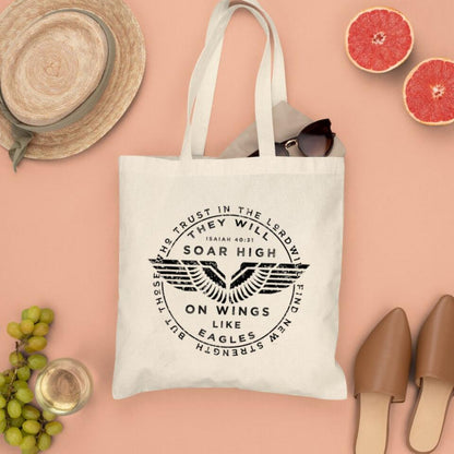 They Will Soar High On Wings Like Eagles Canvas Tote Bags - Christian Tote Bags - Printed Canvas Tote Bags - Religious Tote Bags - Ciaocustom