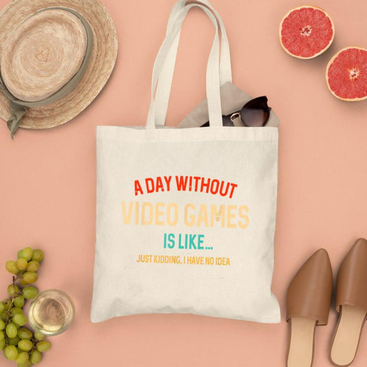 A Day Without Video Games Is Like Canvas Tote Bags - Christian Tote Bags - Printed Canvas Tote Bags - Gift For Christian - Ciaocustom
