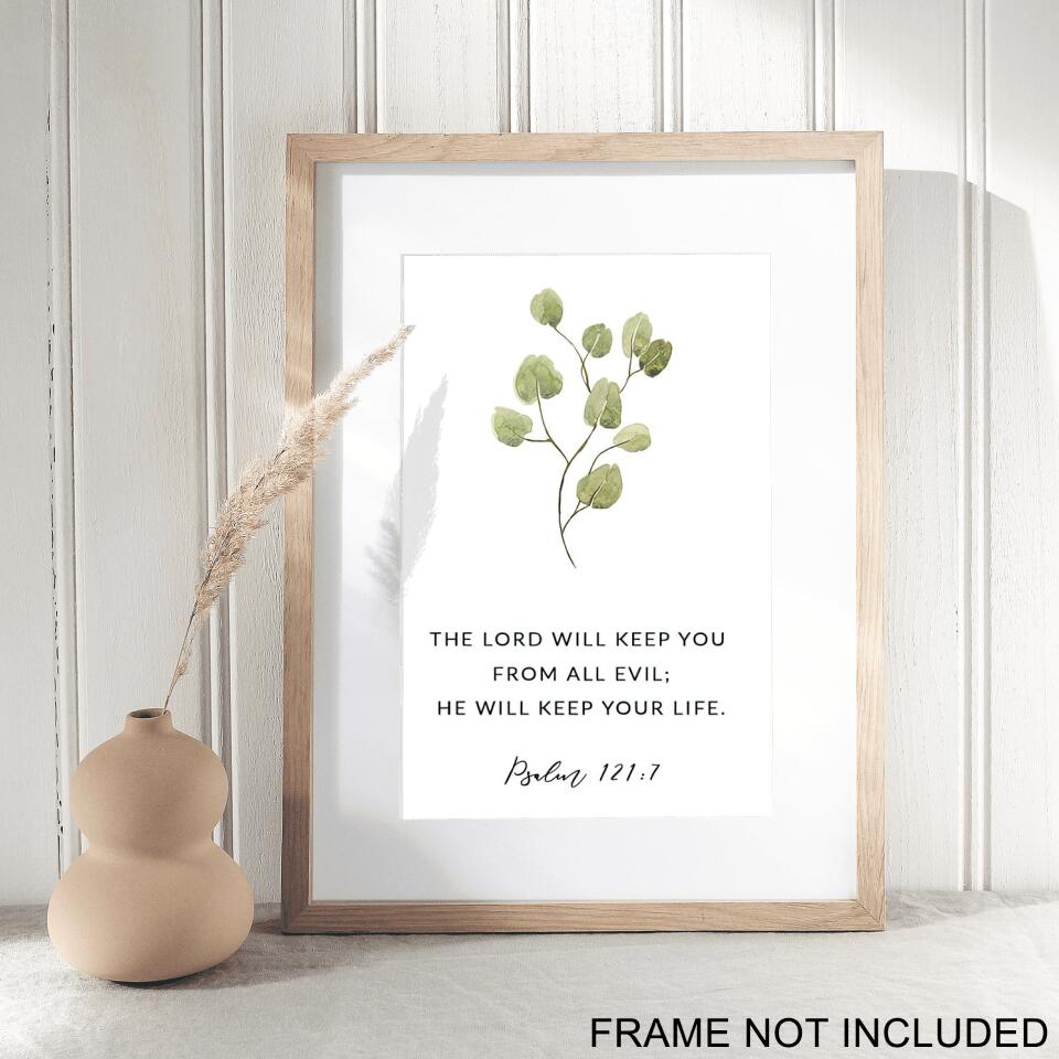 The Lord Will Keep You - Psalm121:7 - Christian Wall Art Prints - Bible Verse Wall Art - Best Prints For Home - Ciaocustom
