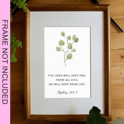 The Lord Will Keep You - Psalm121:7 - Christian Wall Art Prints - Bible Verse Wall Art - Best Prints For Home - Ciaocustom