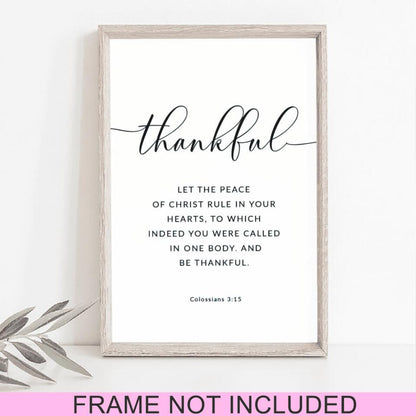 Thankful Let The Peace Of Christ Rule - Colossians 3:15 - Christian Wall Art Prints - Bible Verse Wall Art - Best Prints For Home - Ciaocustom