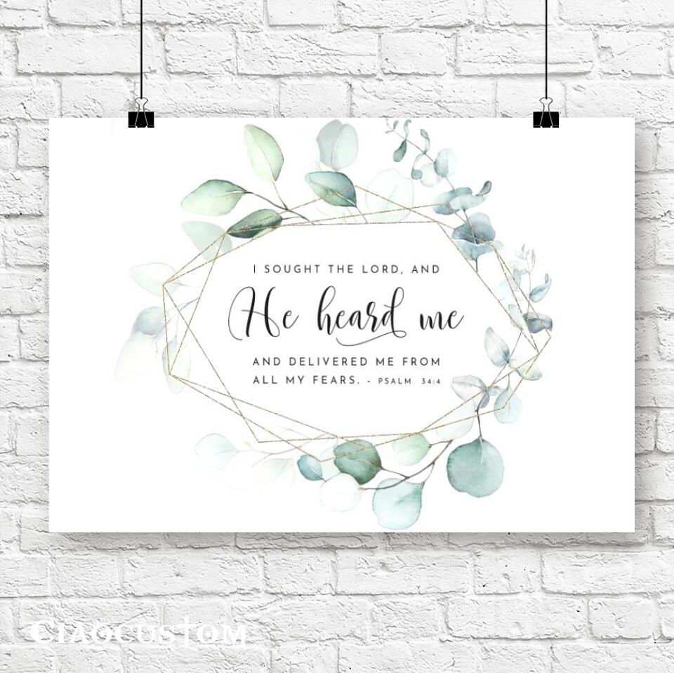 I Sought The Lord - Psalm 34:4 - Jesus Canvas Wall Art - Bible Verse Canvas - Christian Canvas Wall Art - Ciaocustom