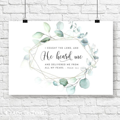 I Sought The Lord - Psalm 34:4 - Jesus Canvas Wall Art - Bible Verse Canvas - Christian Canvas Wall Art - Ciaocustom