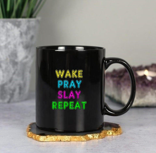 Wake Pray Slay Repeat - Christian Coffee Mugs - Bible Verse Mugs - Scripture Mugs - Religious Faith Gift - Ciaocustom