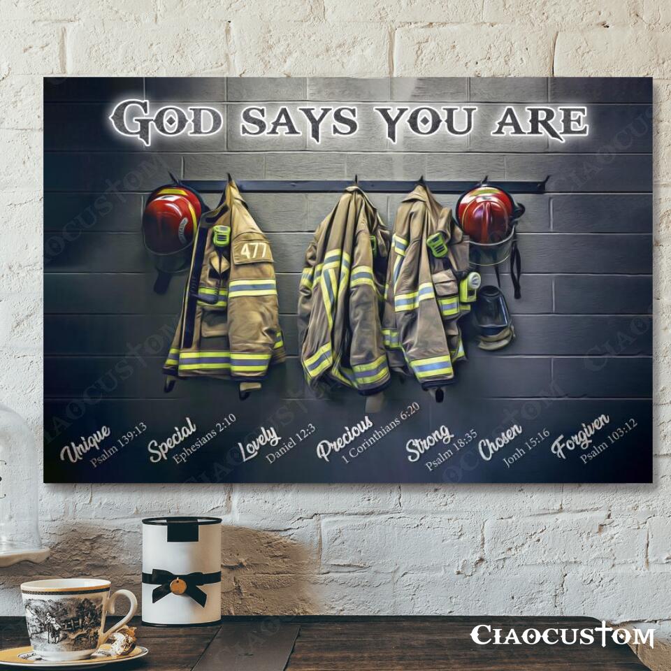 God Says You Are - Fireman - Jesus Canvas Poster - Jesus Wall Art - Christian Canvas Prints - Faith Canvas - Gift For Christian - Ciaocustom