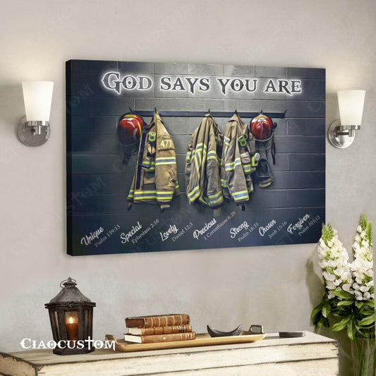 God Says You Are - Fireman - Jesus Canvas Poster - Jesus Wall Art - Christian Canvas Prints - Faith Canvas - Gift For Christian - Ciaocustom