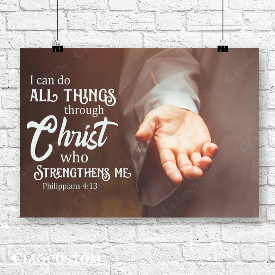 I Can Do All Thing Through Christ Who Strengthens Me God Hand Canvas Wall Art - Christian Canvas - Faith Canvas - Bible Verse Canvas - Ciaocustom