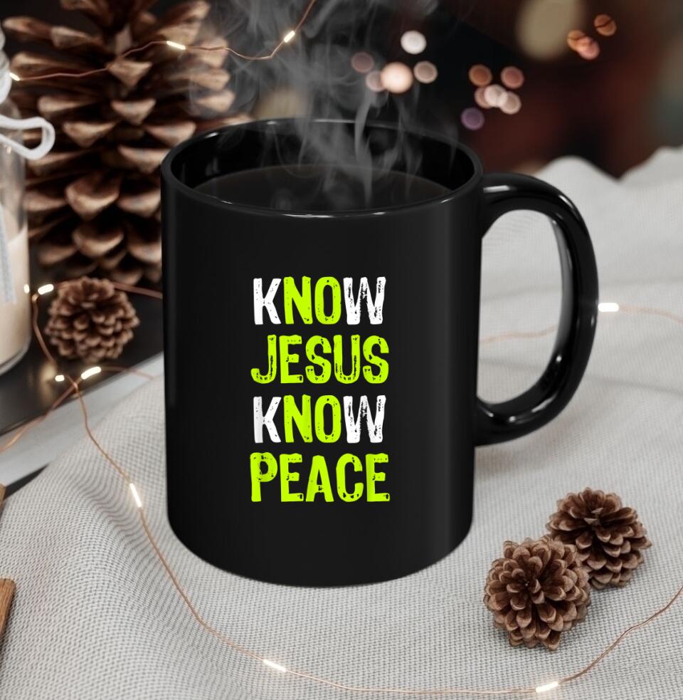 Know Jesus Know Peace - Bible Verse Mugs - Scripture Mugs - Religious Faith Gift - Gift For Christian - Ciaocustom