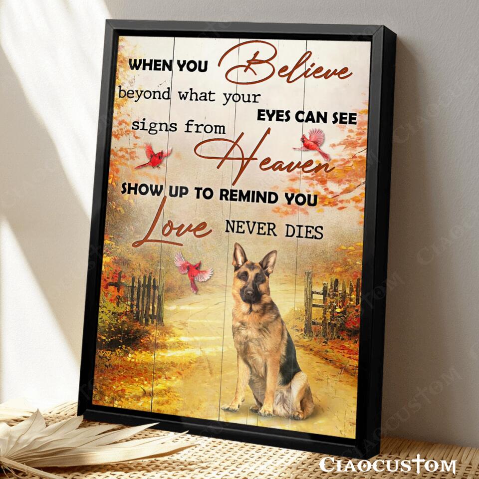 When You Believe Beyond What Your Eyes Can See - German Shepherd Canvas - Bible Verse Canvas - Christian Canvas Wall Art - Ciaocustom