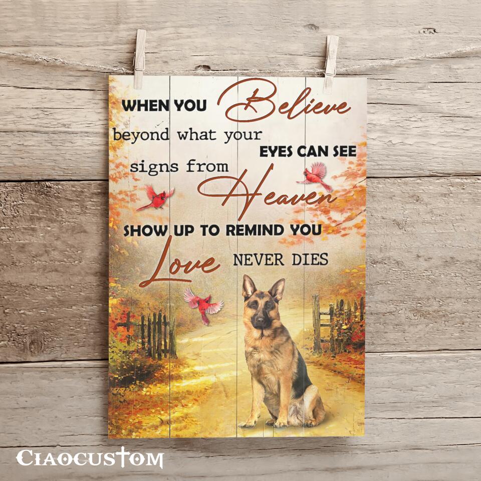 When You Believe Beyond What Your Eyes Can See - German Shepherd Canvas - Bible Verse Canvas - Christian Canvas Wall Art - Ciaocustom