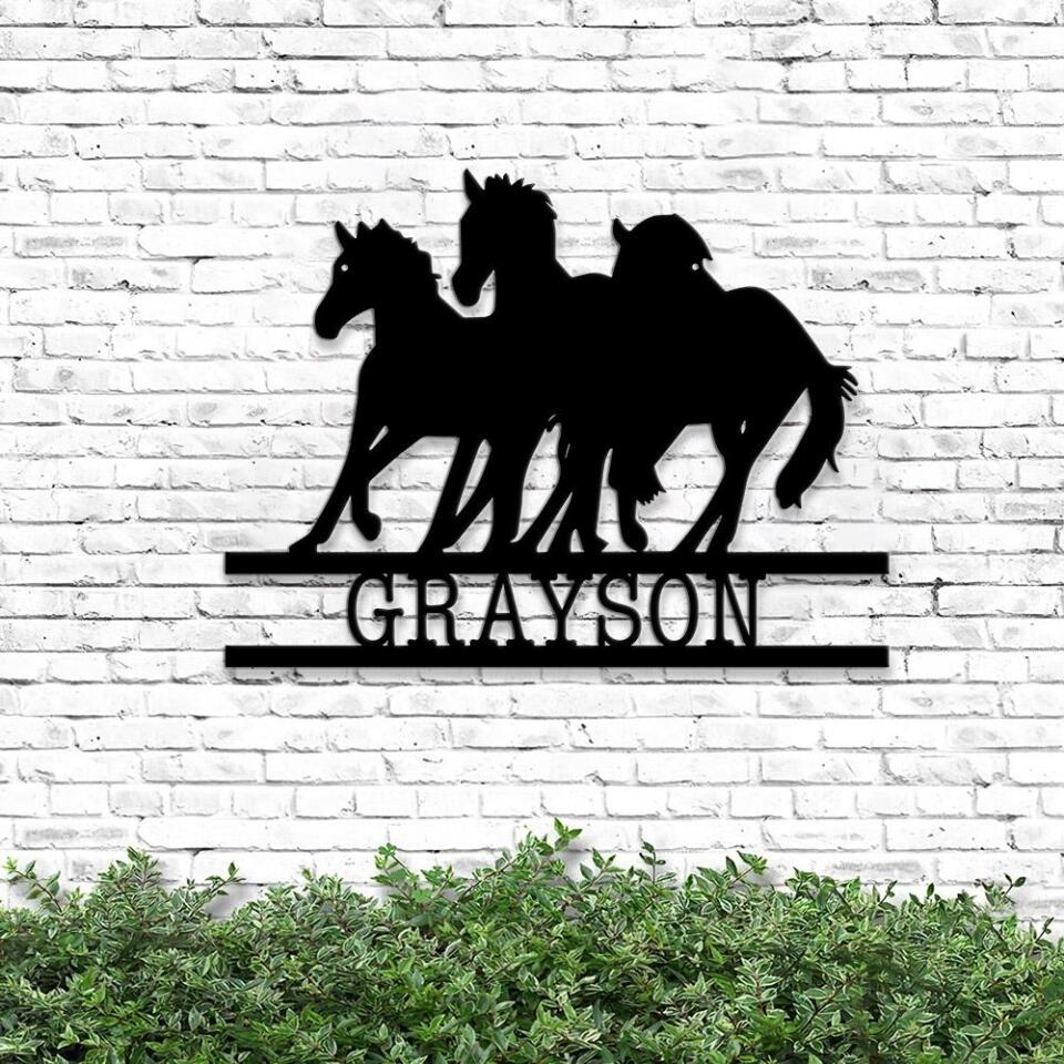 Running Horse Monogram Customized Metal Signs - Custom Metal Sign - Metal Laser Cut Metal Signs Custom Gift Ideas -  Rustic Home Decor - Ciaocustom