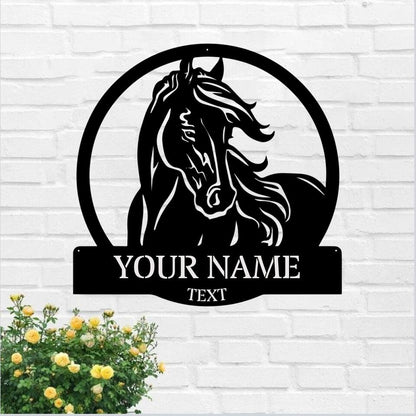Personalized Horse Sign Metal - Custom Outdoor Farm - Horse Wall Art Decor - Metal Laser Cut Metal Signs - Ciaocustom