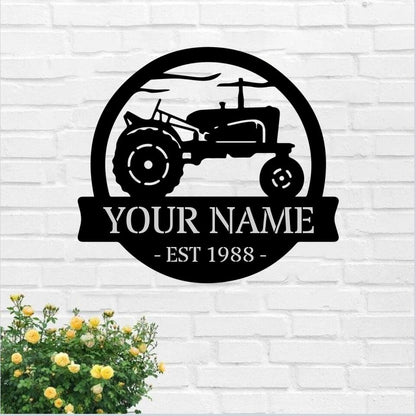 Vintage Tractor Monogram -  Customized Metal Signs - Metal House Sign - Monogram For House - Gifts For Farmer Dad - Ciaocustom