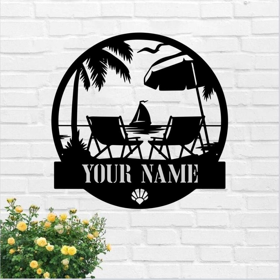 Personalized Palm Beach House Metal Wall Art - Custom Metal Signs - Housewarming Wall Decor - Metal Family Name Sign - Ciaocustom