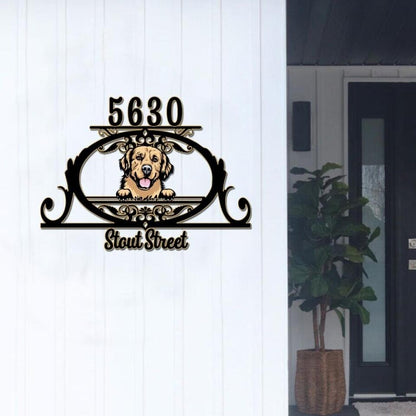 Custom House Number Signs - Personalized Pets with Number and Street Name - Metal Address Signs - Home Address Signs - Dog House - Ciaocustom