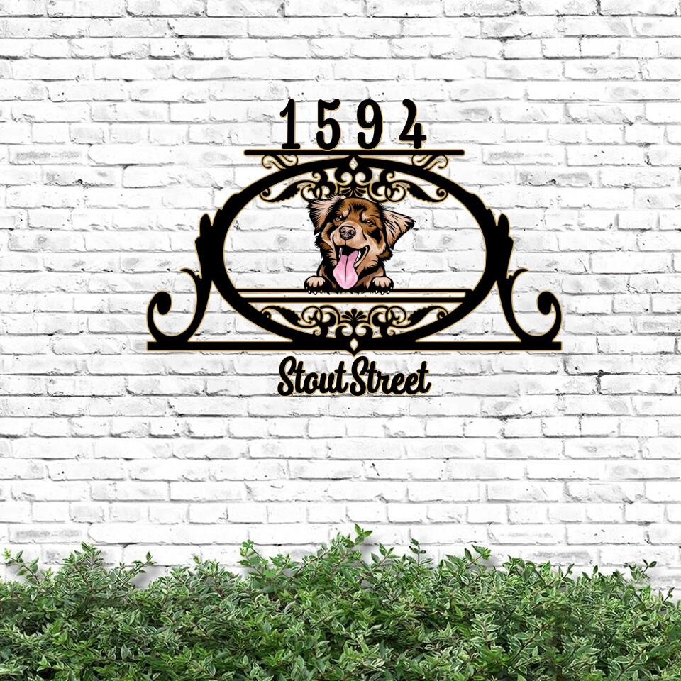 Custom House Number Signs - Personalized Pets with Number and Street Name - Metal Address Signs - Home Address Signs - Dog House - Ciaocustom