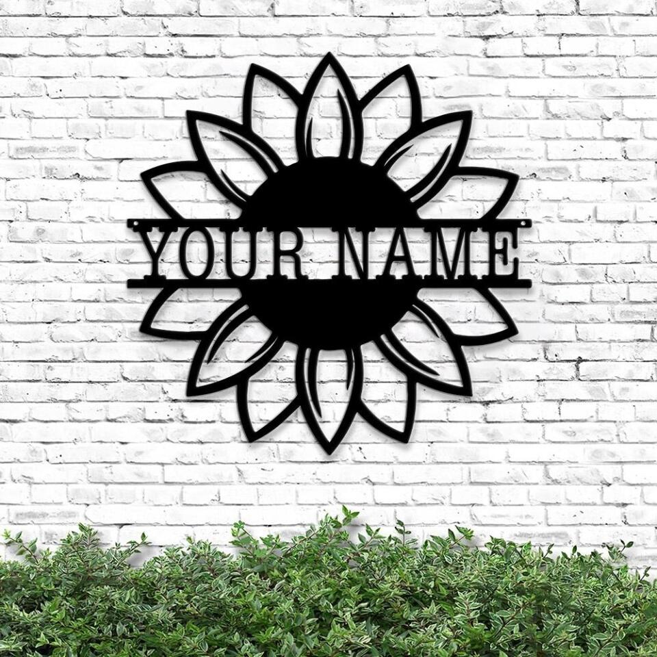 Personalized Sunflower Metal Sign - Sunflower Monogram - Sunflower Metal Wall Art - Metal Sunflower Sign - Sunflower Lover - Home Decor - Ciaocustom