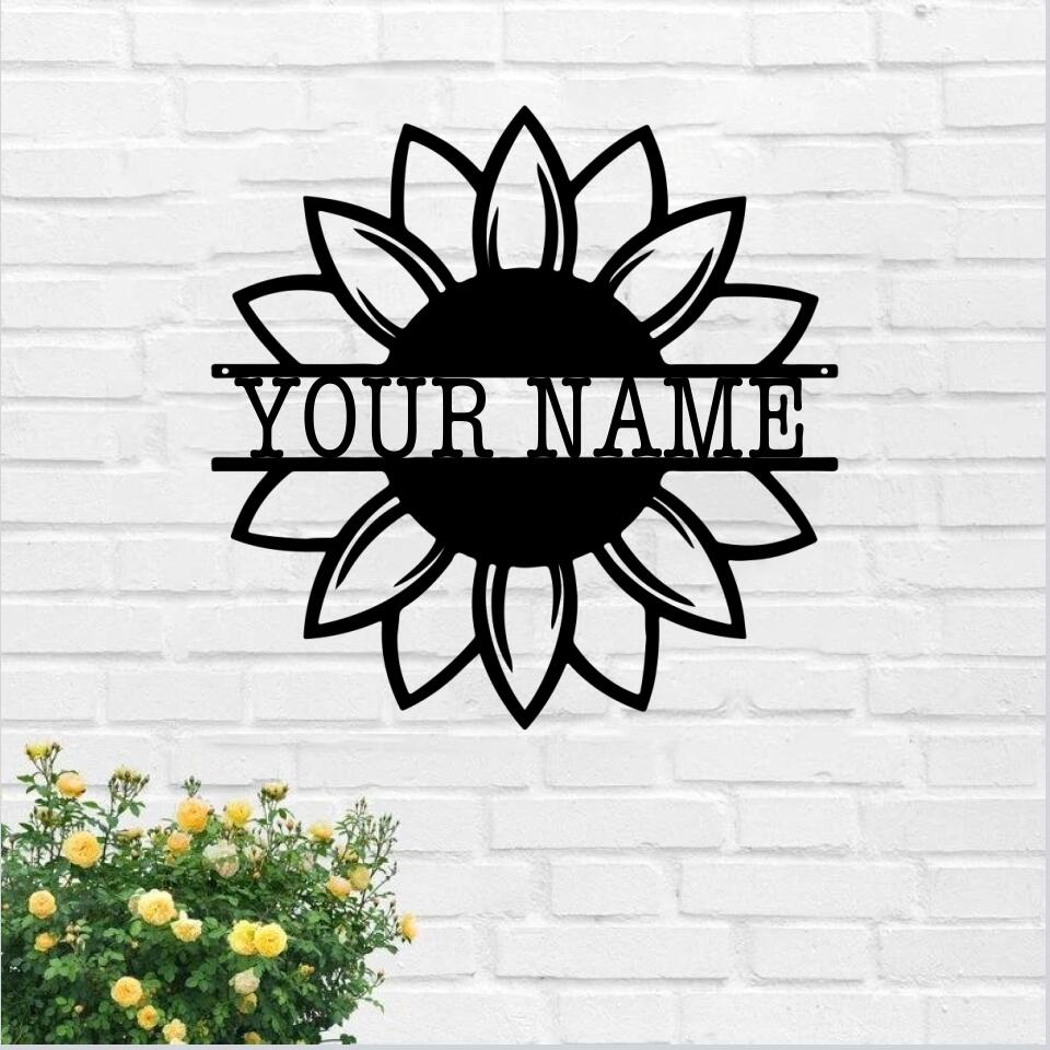 Personalized Sunflower Metal Sign - Sunflower Monogram - Sunflower Metal Wall Art - Metal Sunflower Sign - Sunflower Lover - Home Decor - Ciaocustom