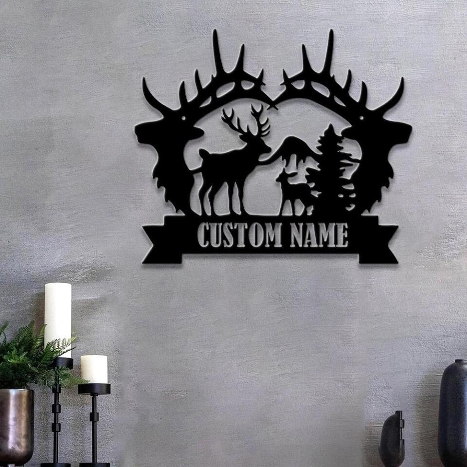 Personalized Deer Hunting Metal Sign - Metal Deer Sign - Hunting Country Couple Fishing - Laser Cut Metal Signs - Home Decor - Ciaocustom