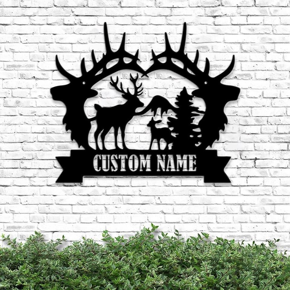 Personalized Deer Hunting Metal Sign - Metal Deer Sign - Hunting Country Couple Fishing - Laser Cut Metal Signs - Home Decor - Ciaocustom