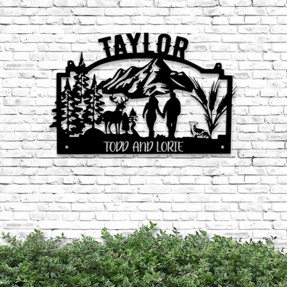 Personalized Happy Couple At Farm And Nature Metal Sign - Metal Wall Art - Metal Deer Sign - Laser Cut Metal Signs - Home Decor - Ciaocustom