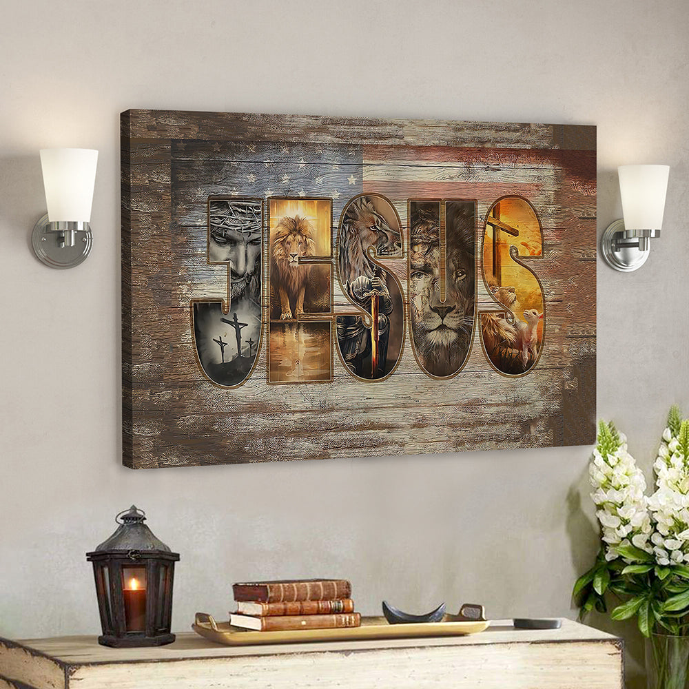 Jesus Canvas Art - Bible Verse Wall Art Canvas - Jesus 4th Of July Can ...