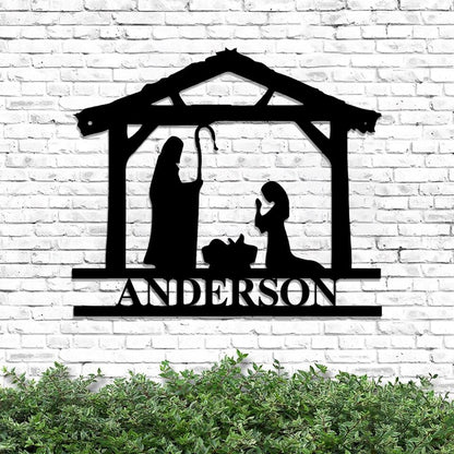 Personalized Nativity Metal Sign - Christian Metal Sign - Christmas Metal Sign - Farmhouse Christmas Decor