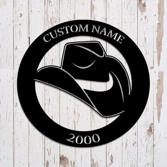 Personalized Cowboy Hat Sign - Metal Ranch Sign - Cowboys Gifts For Him - Ciaocustom