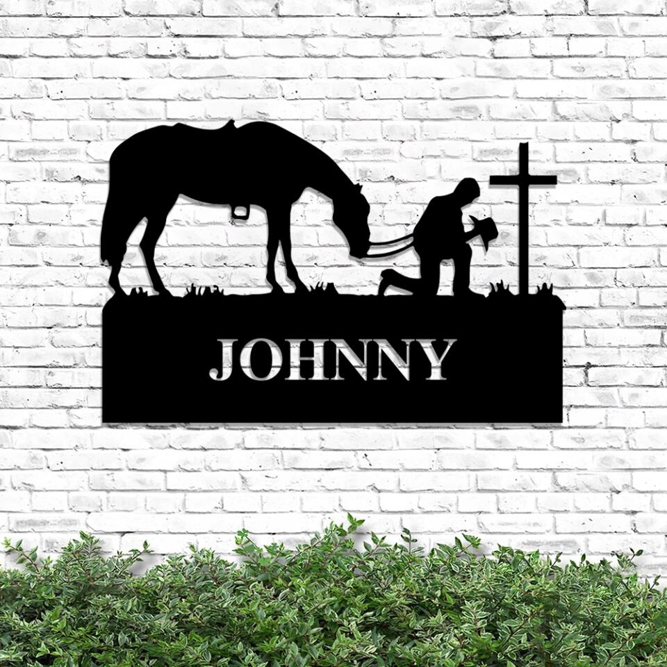 Personalized Metal Praying Cowboy Sign - Metal Farm Sign - Metal Sign For Cowboy - Ciaocustom