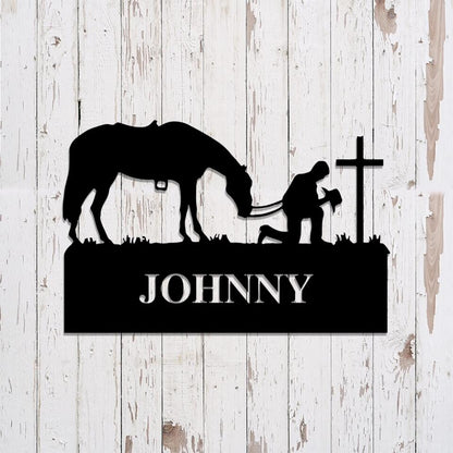 Personalized Metal Praying Cowboy Sign - Metal Farm Sign - Metal Sign For Cowboy - Ciaocustom