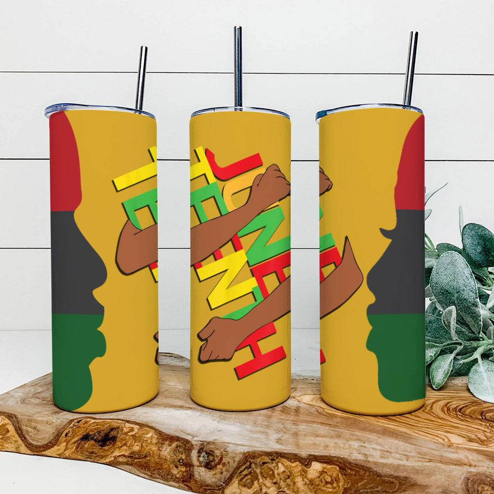 Juneteenth - Juneteenth Tumbler - Stainless Steel Tumbler - 20 oz Skinny Tumbler - Tumbler For Cold Drinks - Ciaocustom