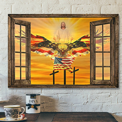 Scripture Canvas Wall Art - Christian Canvas Art - Jesus American Eagle Canvas Poster - Ciaocustom
