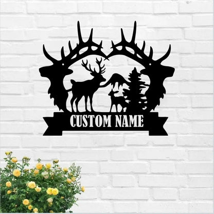 Personalized Deer Hunting Metal Sign - Metal Deer Sign - Hunting Country Couple Fishing - Laser Cut Metal Signs - Home Decor - Ciaocustom