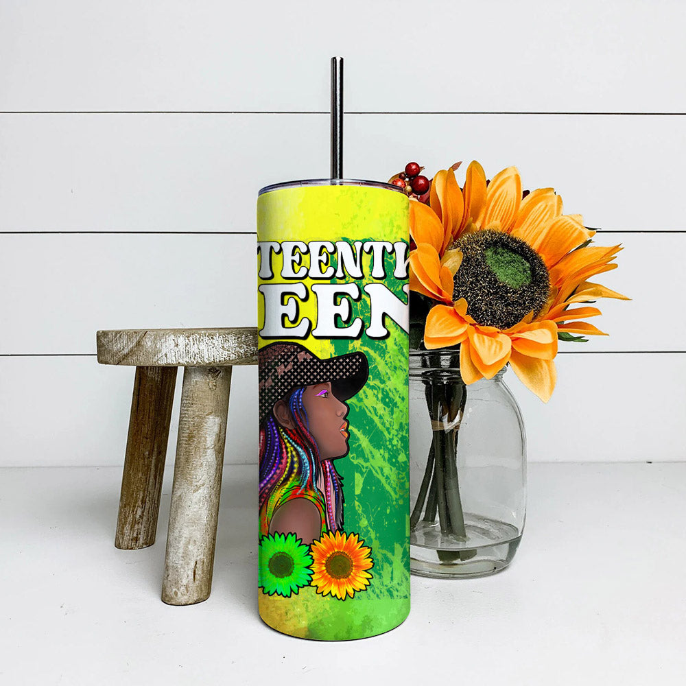 Juneteenth Queen - Juneteenth Tumbler - Stainless Steel Tumbler - 20 oz Skinny Tumbler - Tumbler For Cold Drinks - Ciaocustom