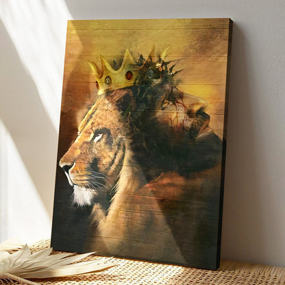 Christian Canvas Wall Art - Bible Verse Canvas - Jesus And King Lion Canvas Poster - Ciaocustom