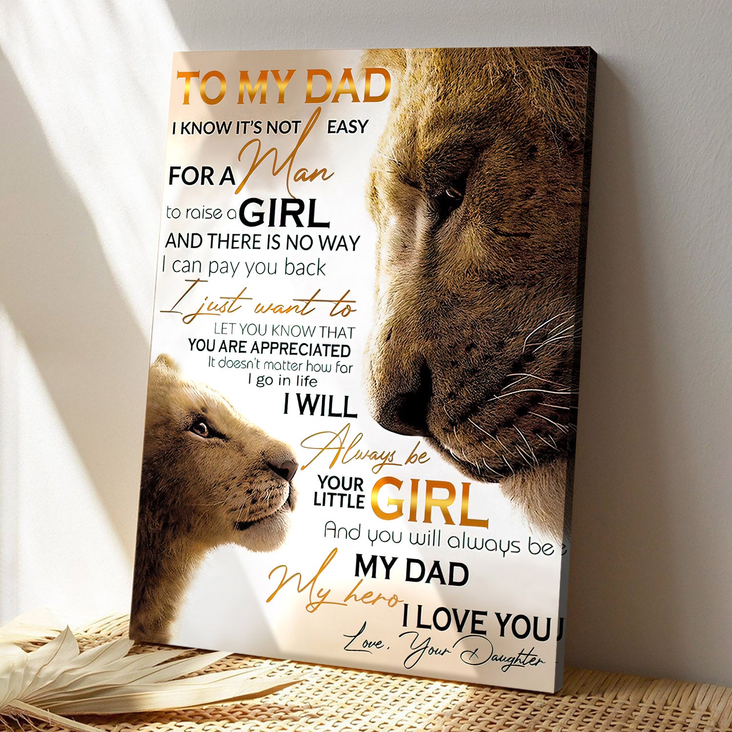 Lion Daughter To My Dad - My Hero I Love You - Father's Day Canvas Prints - Gift For Dad - Ciaocustom