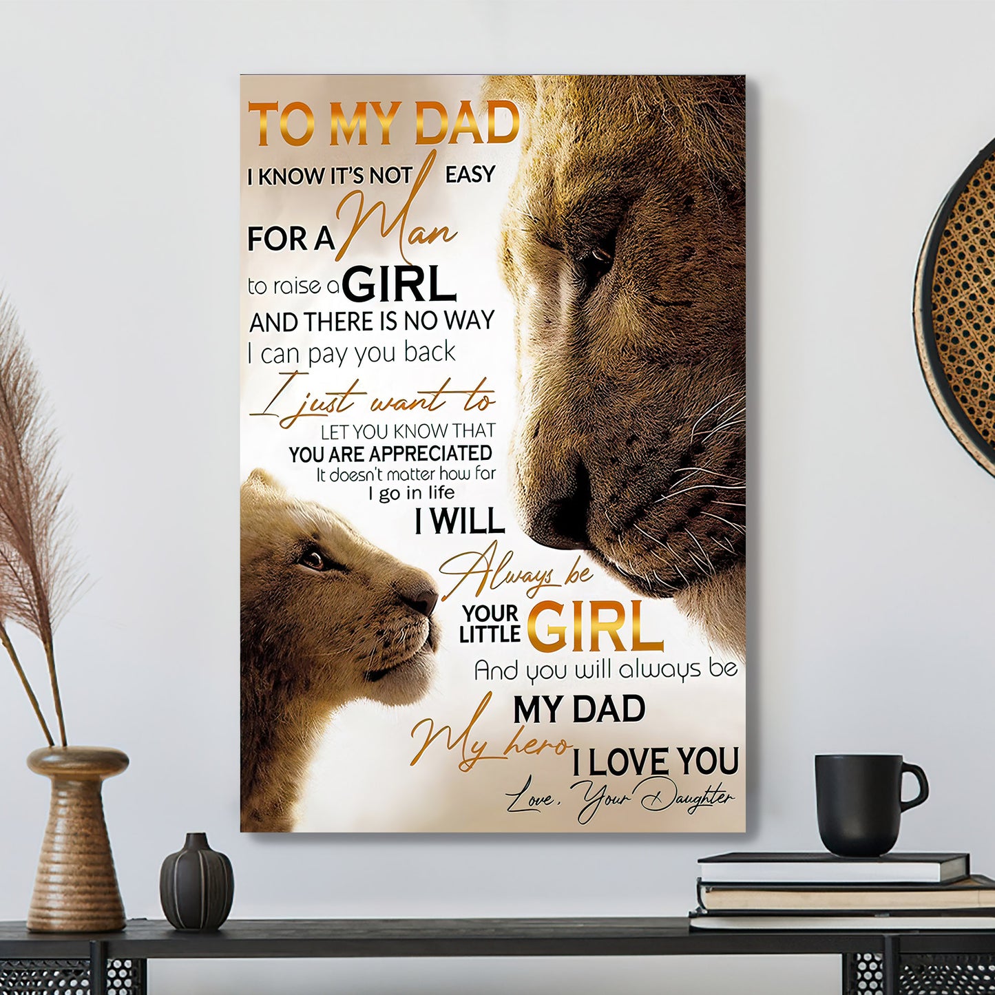 Lion Daughter To My Dad - My Hero I Love You - Father's Day Canvas Prints - Gift For Dad - Ciaocustom