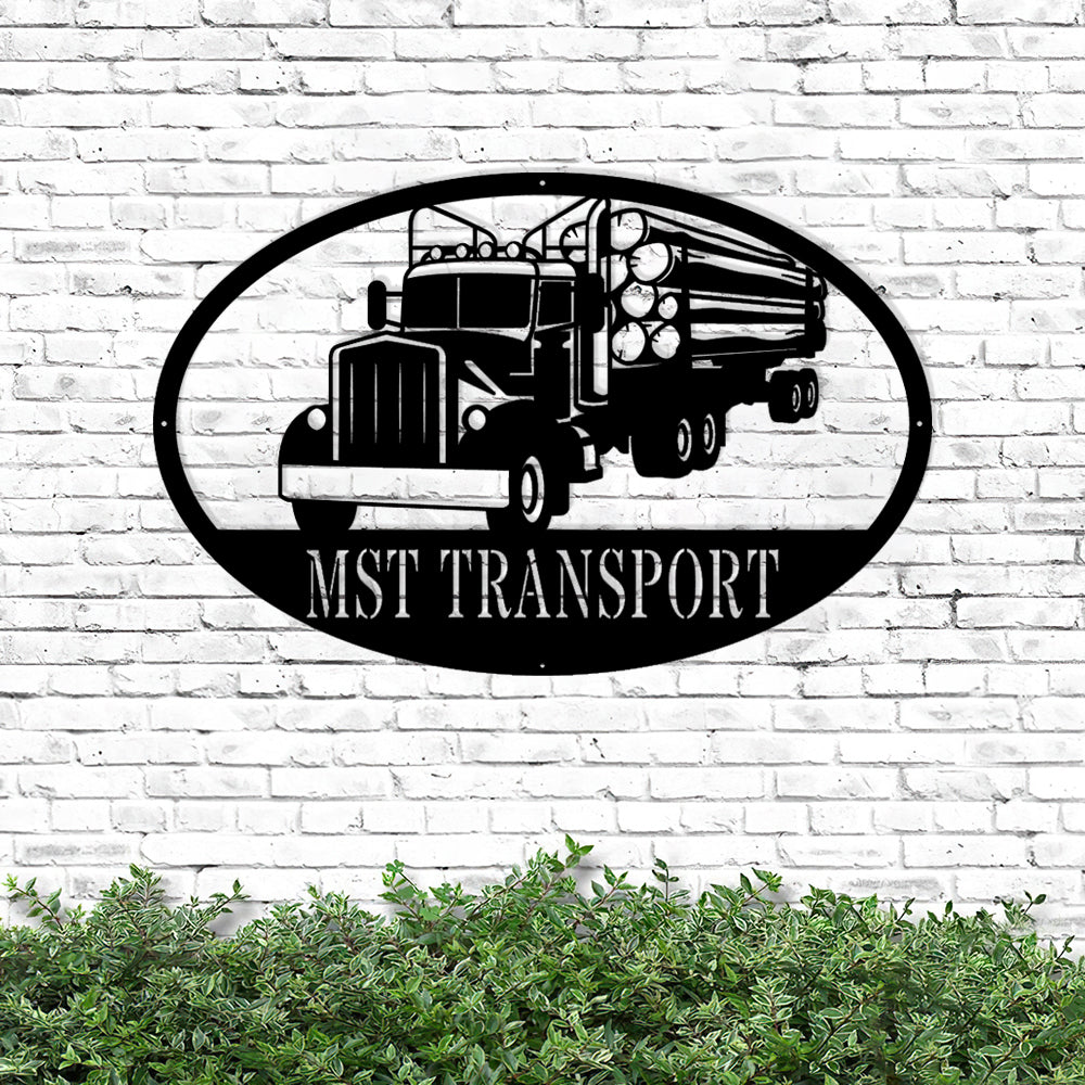 Custom Log Truck Metal Sign - Personalized Metal Truck Wall Art - Metal Truck Decor - Gifts For Truck Drivers
