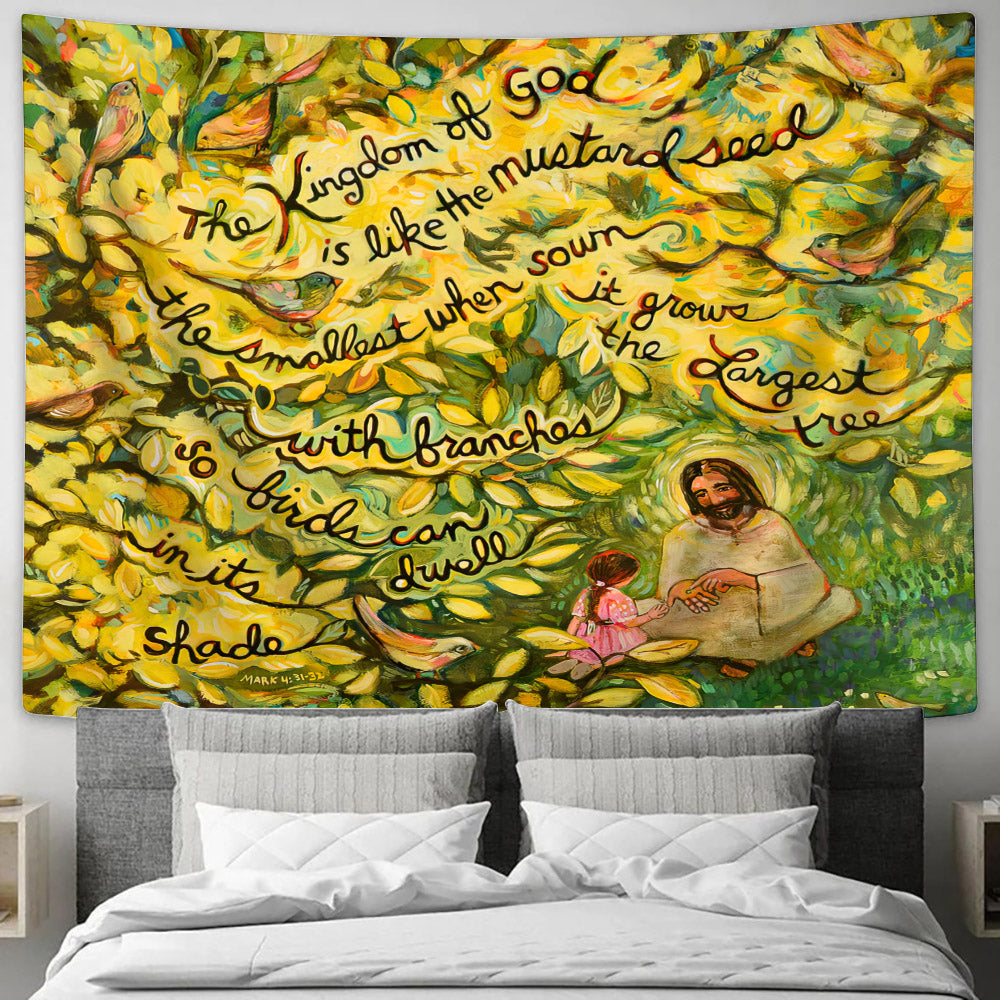The Mustard Seed Tapestry - Christian Tapestry Wall Decor - Ciaocustom