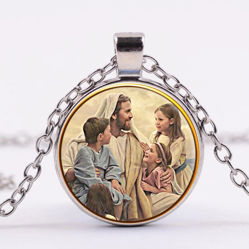 Jesus And The Children - Religious Necklace - Jesus Necklace - Catholic Necklace - Ciaocustom