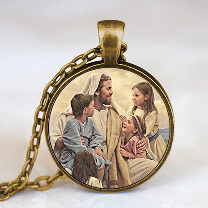 Jesus And The Children - Religious Necklace - Jesus Necklace -  Catholic Necklace - Ciaocustom
