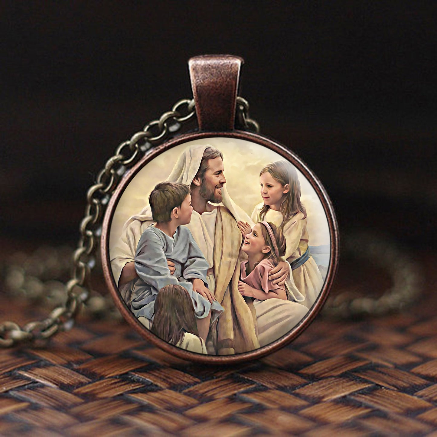 Jesus And The Children - Religious Necklace - Jesus Necklace - Catholic Necklace - Ciaocustom