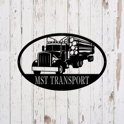 Custom Log Truck Metal Sign - Personalized Metal Truck Wall Art - Metal Truck Decor - Gifts For Truck Drivers